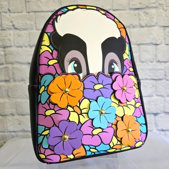 Loungefly Bambi Flower Mini Backpack Floral Blooms Colorful Disney Bag New - Picture 1 of 16